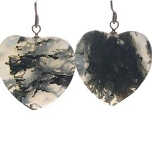 Moss Agate Heart Earrings